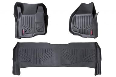 Rough Country, M-51712, Heavy Duty Floor Mats Front & Rear Combo for  17-19 Ford Super Duty Crew Cab